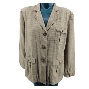 Vintage Lauren Ralph Lauren Brown Twill Light Blazer 14 Professor Academia 3826